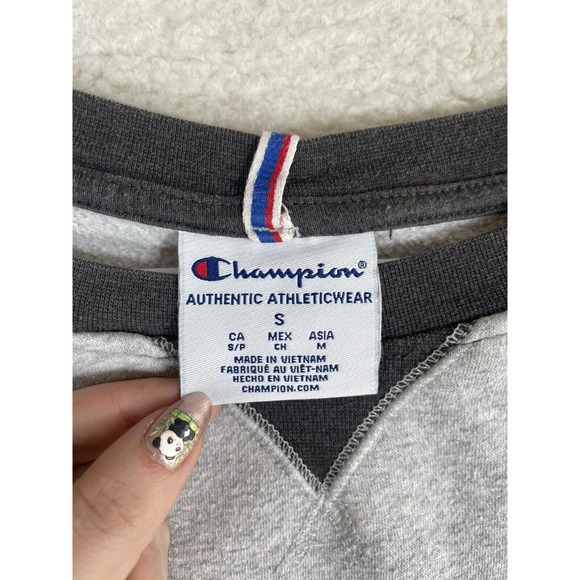 Champion Sweatshirt Womens Small ColorBlock Gray Pullover Raglan Crew Neck - Picture 6 of 6